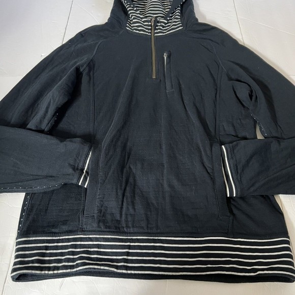 Lululemon Mens Quarter Zip Hoodie Size M Striped Navy Blue - Picture 3 of 7